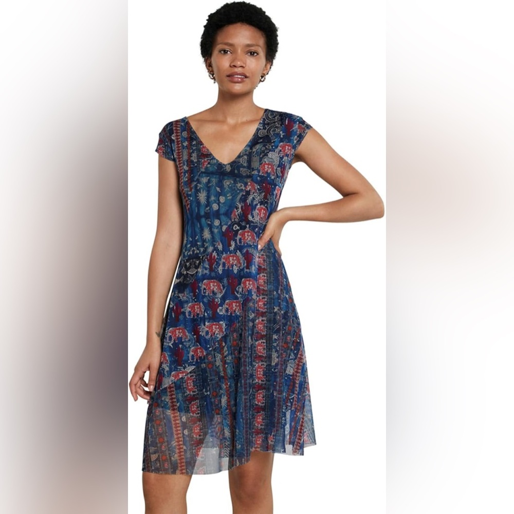Desigual Elephant Cactus Bird Design Dress